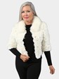 Woman's White Lace with Rex Rabbit Fur Short Jacket