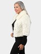 Woman's White Lace with Rex Rabbit Fur Short Jacket