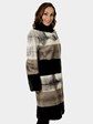 Woman's Tri-Color Mink Fur 7/8 Coat