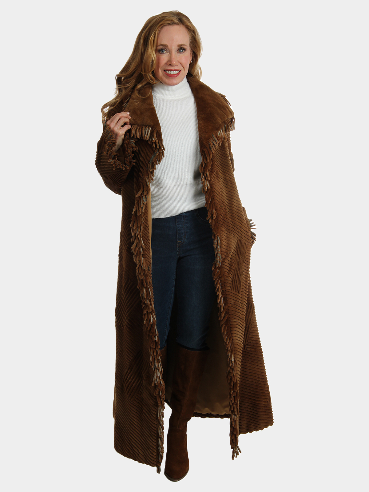 Woman's Sugar Brown Sheared Mink Fur Coat