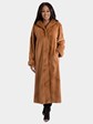 Woman's Whiskey Sheared Mink Coat with Laser Grooving