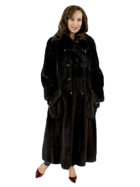 Double Breasted Mink Fur Coat - Women's Small - Mahogany | Estate Furs