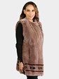 Women's Beige Sheared Beaver Fur Vest