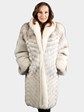 Woman's Natural Blue Fox Fur Coat with Shadow Fox Tuxedo Front