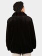 Man's Plus Size Dyed  Dark Brown Sheared Mink Fur Jacket with Chinchilla Collar