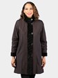 Woman's Black Sheared Mink Fur Stroller Reversing to Rain Taffeta