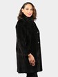 Woman's Black Sheared Mink Fur Stroller Reversing to Rain Taffeta
