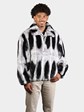 Man's Dyed Rex Rabbit Fur Jacket Dyed Like Chinchilla