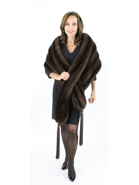 Mink Fur Wrap - Women's Medium - Mahogany | Estate Furs