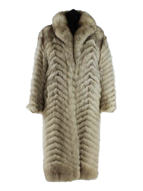 Chevron Cut Blue Fox Fur Coat - Women's Medium | Estate Furs