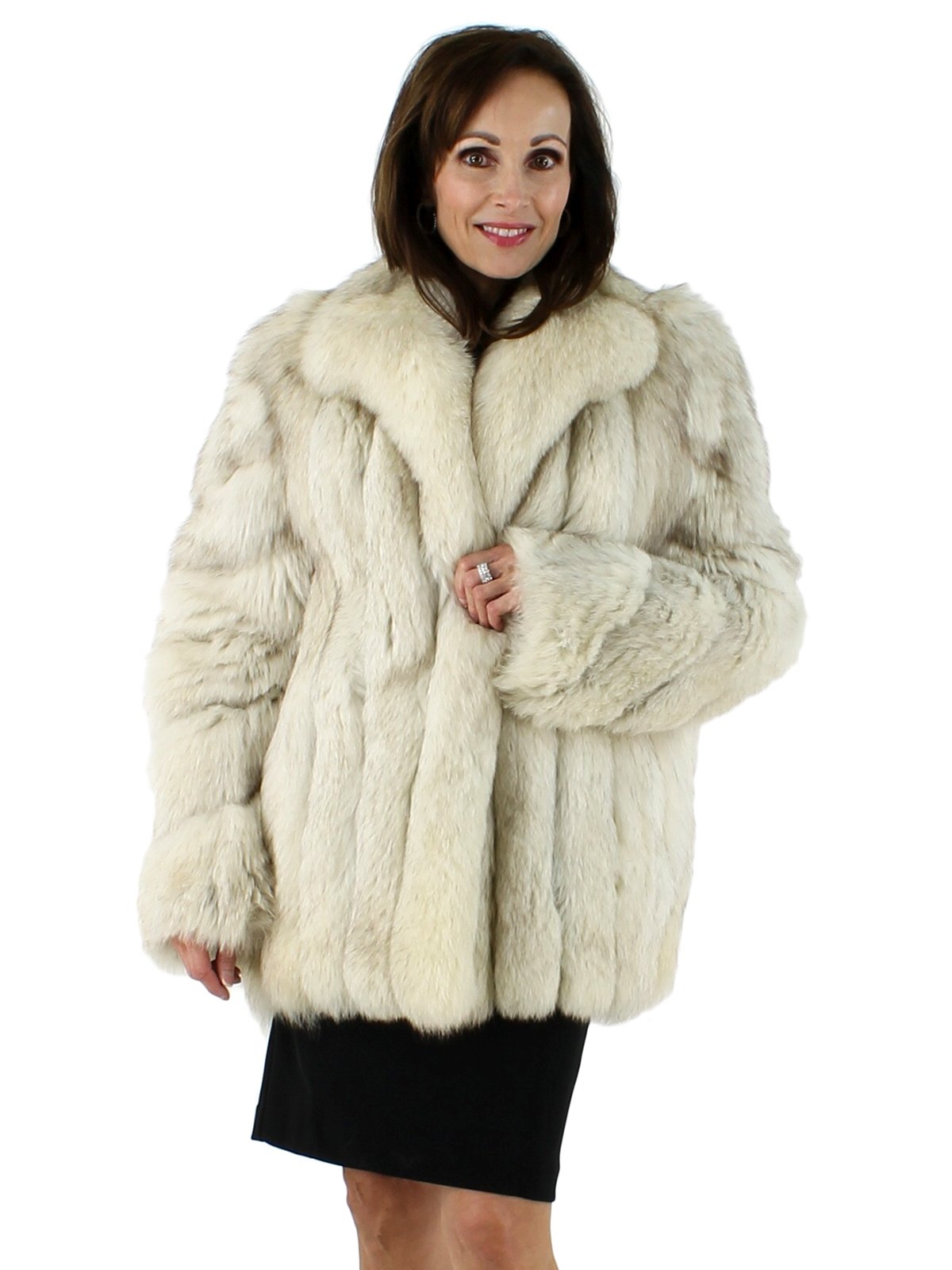 Blue Fox Fur Jacket w/ Diagonally Designed Sleeves | Estate Furs