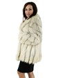 Beautiful Woman's Blue Fox Fur Jacket with Diagonally Designed Sleeves