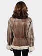 Woman's White Rex Rabbit Fur Jacket Reversing to Stenciled Leather