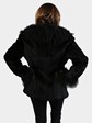 Woman's Black Rex Rabbit Fur Jacket with Tibetan Lamb Trim