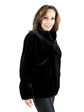 Louis Feraud Woman's  Black Sheared Mink Fur Pullover Jacket
