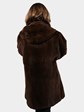 Woman's Brown Sheared Mink Fur Hooded Stroller