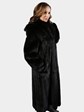 Women's Ranch Mink Fur Coat with Fox Trim and Detachable Hood