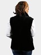Woman's Black Sheared Beaver Fur Vest Reversing to Black Leather