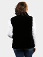 Woman's Black Sheared Beaver Vest Reversing to Leather