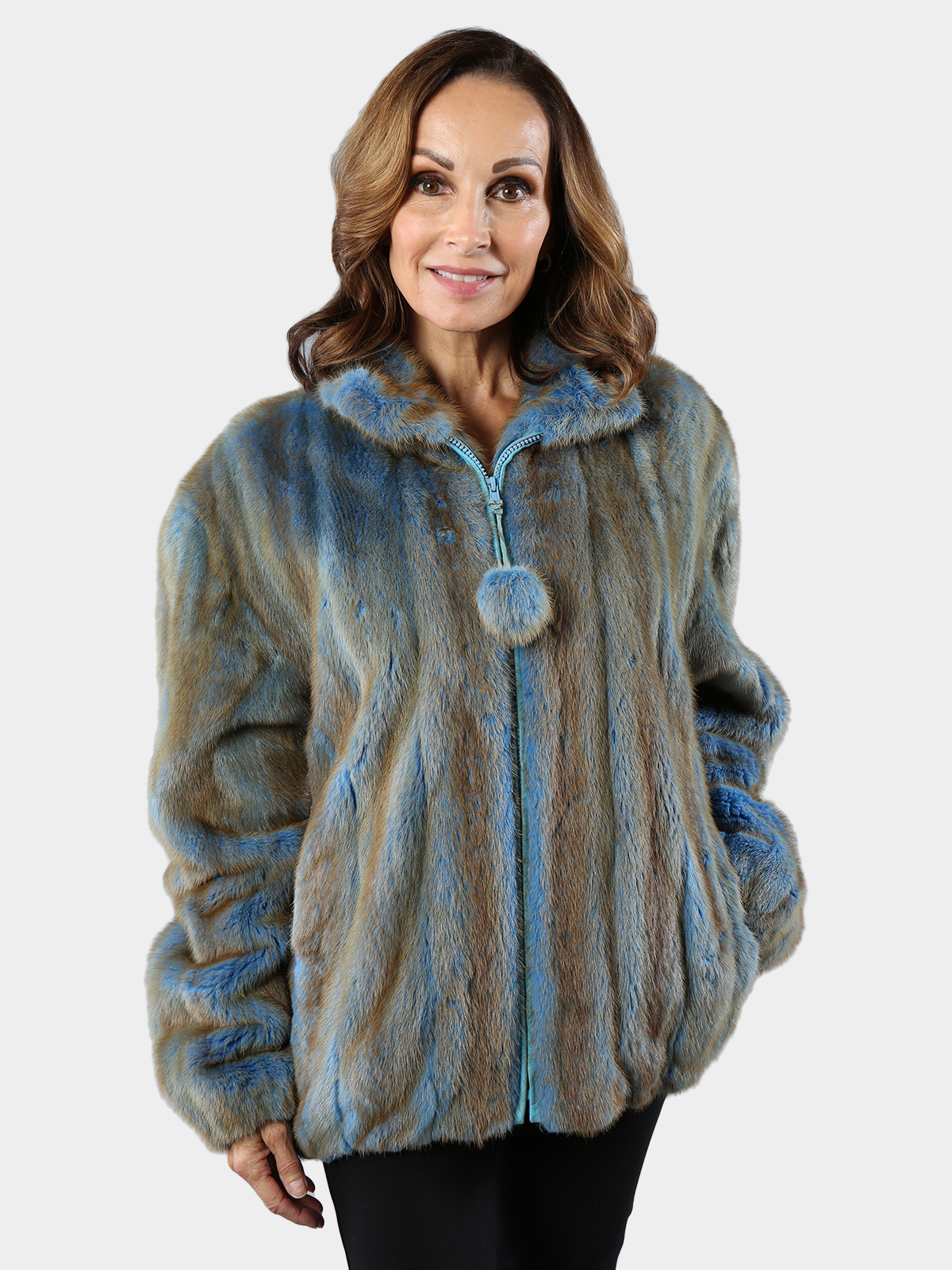 Woman's Blue and Tan Mink Fur Jacket