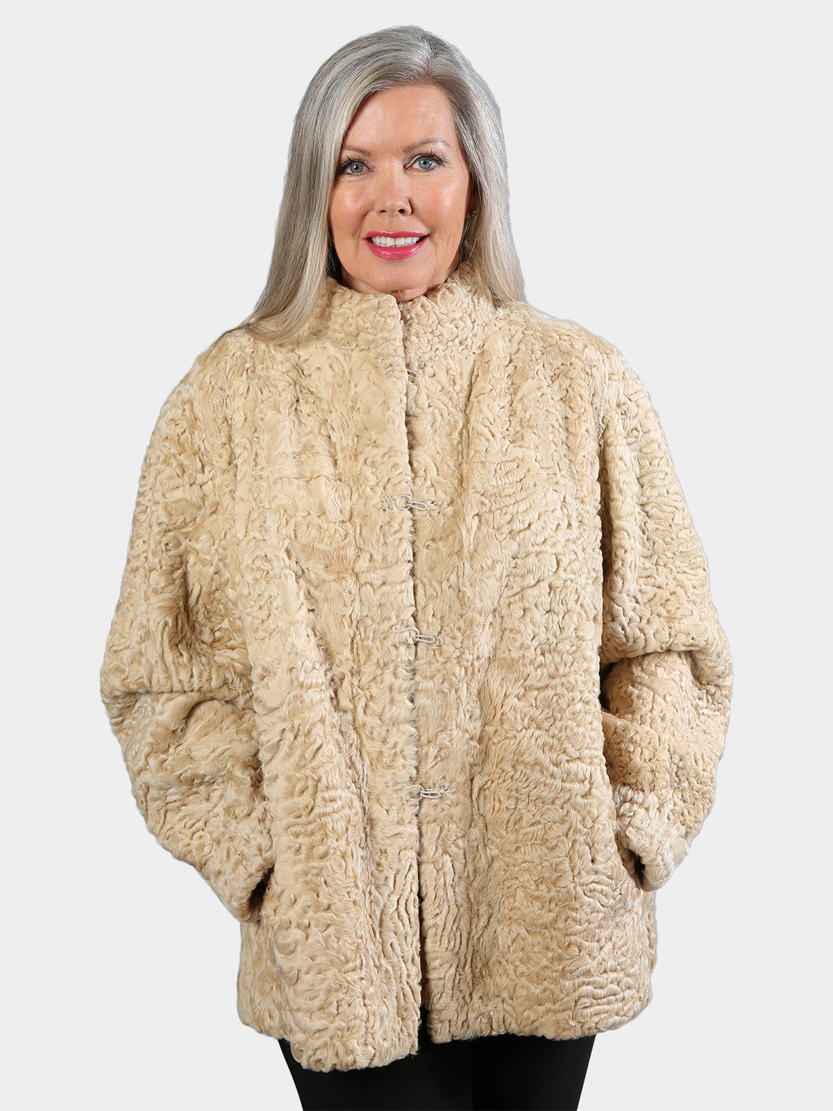 Woman's Tan Persian Lamb Fur Jacket Reversible to Leather