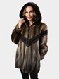 Woman's Natural Muskrat Fur Parka with Sheared Muskrat Design