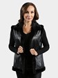 Woman's Black Sheared Mink Fur Vest Reversing to Black Leather