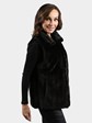 Woman's Black Sheared Mink Fur Vest Reversing to Black Leather