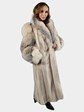 Woman's Cross Mink Fur Coat with Cross Fox Trim