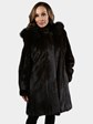 Woman's Mahogany Female Mink Fur Stroller with Detachable Hood