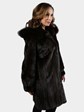 Woman's Mahogany Female Mink Fur Stroller with Detachable Hood