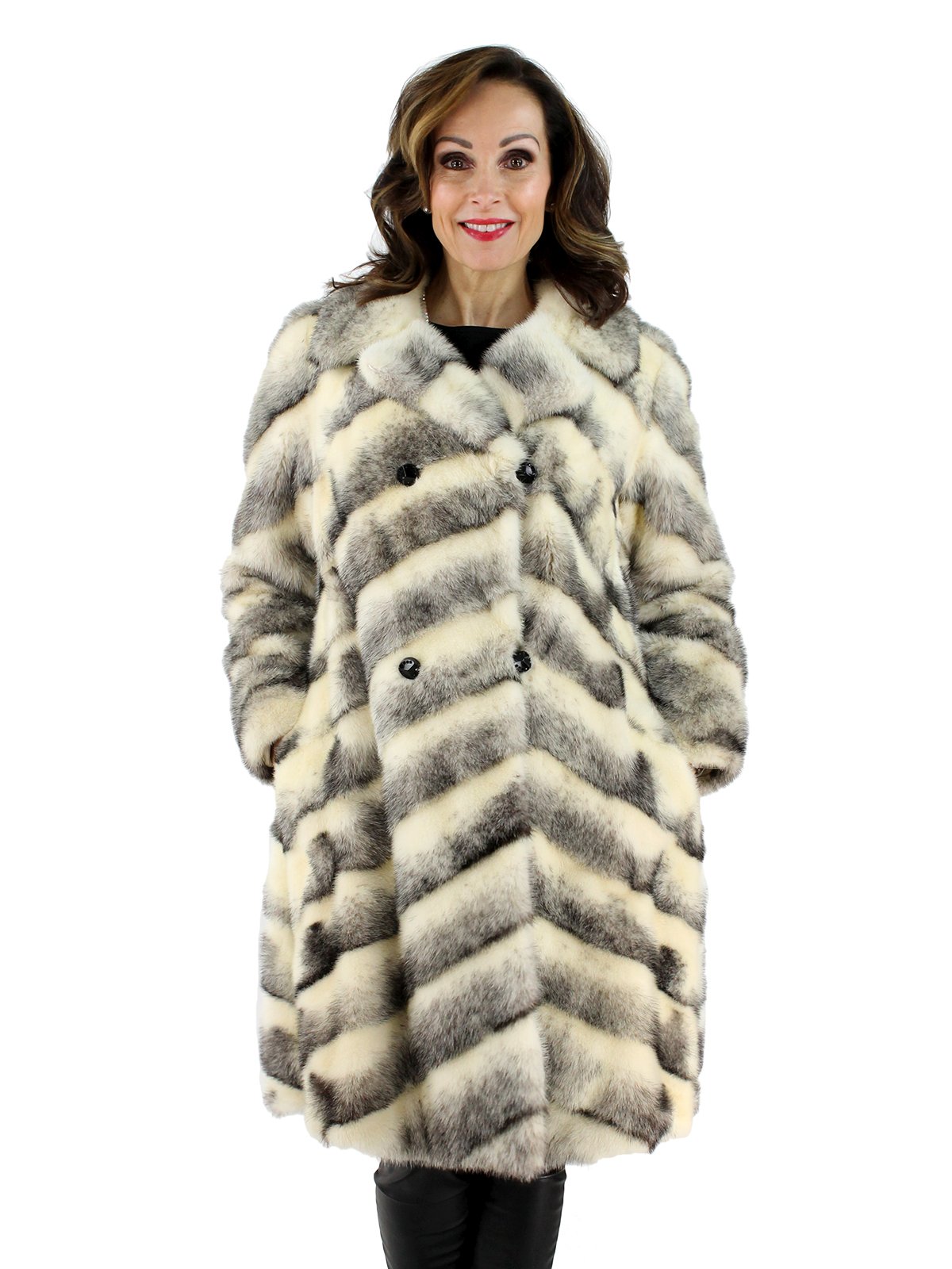 Black Cross Female Mink Fur 7/8 Coat - Women's Medium | Estate Furs
