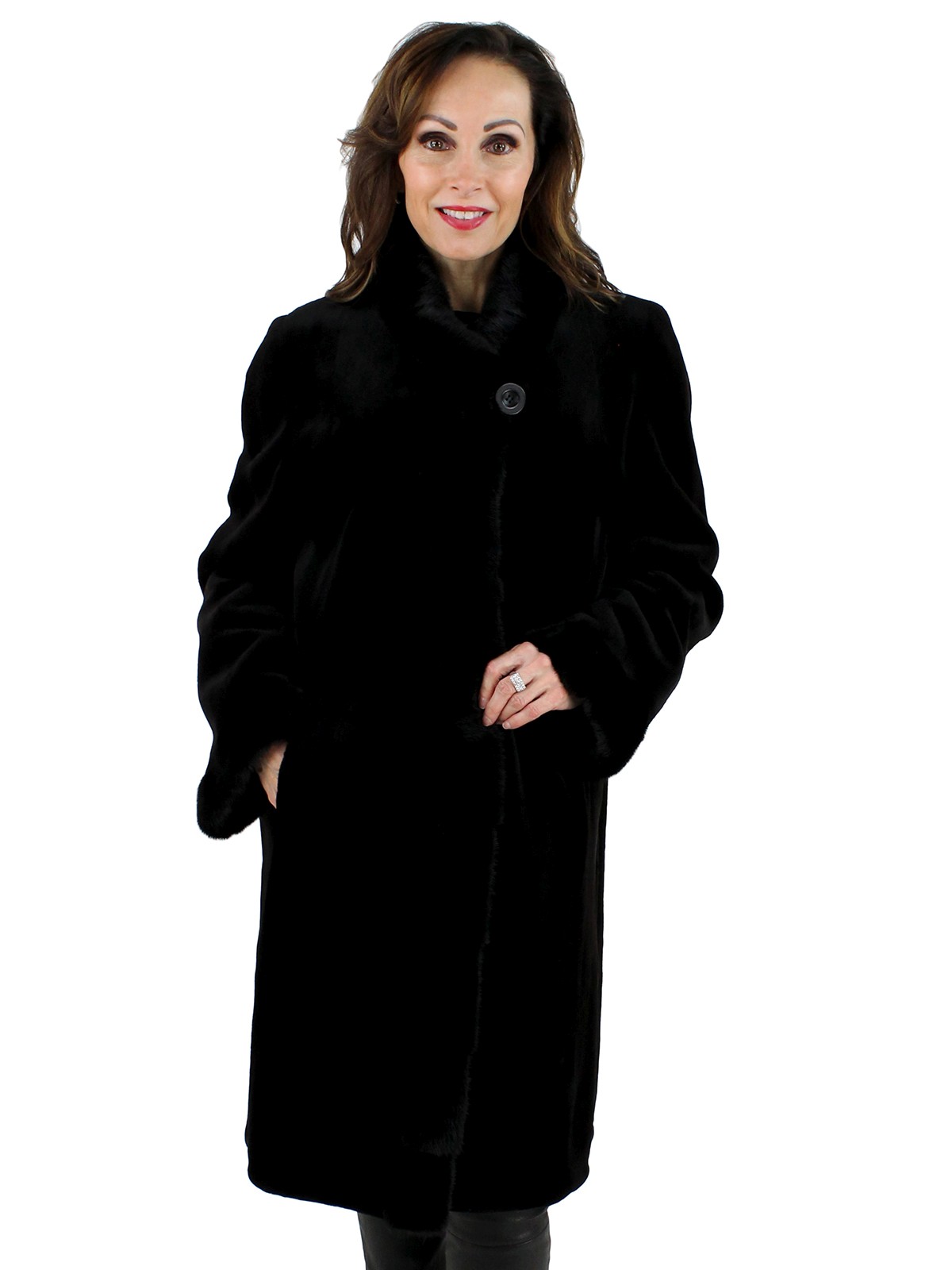 Woman's Black Sheared Mink Fur Stroller 