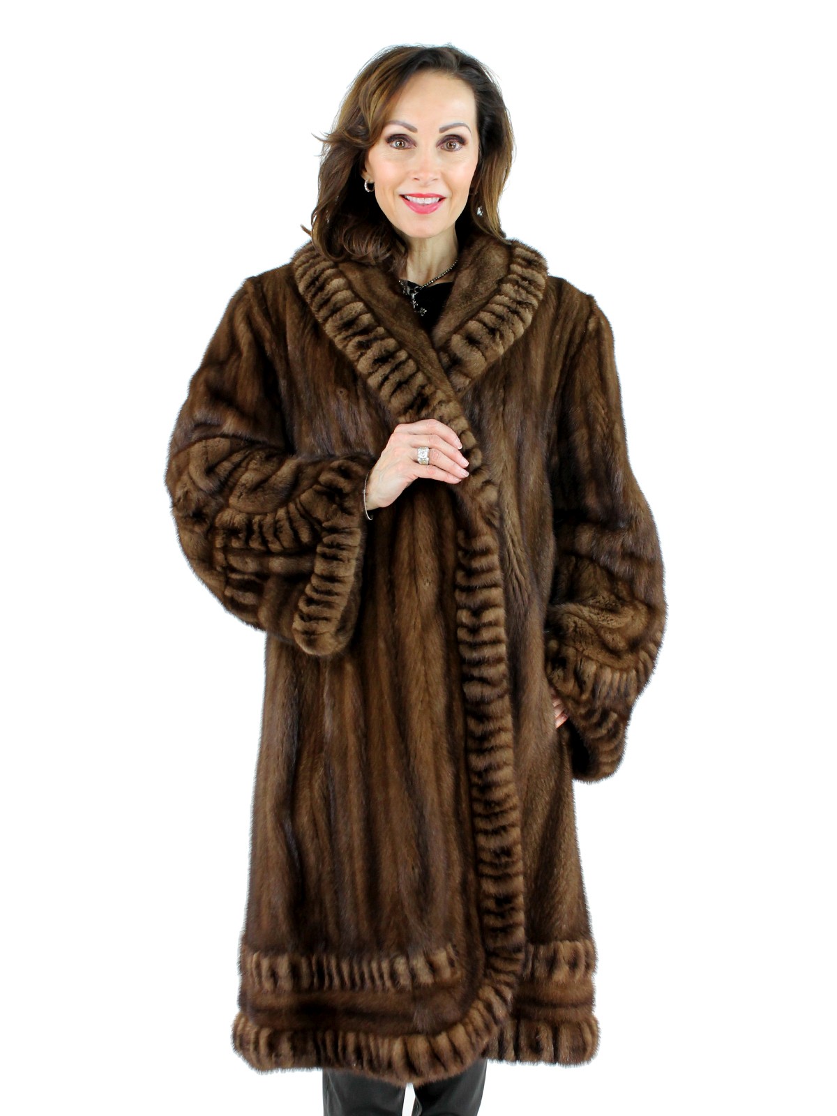 Plus Size Female Mink Fur Swing Coat - Women's XL - Mahogany | Estate Furs