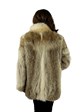 Woman's Coyote Fur Jacket with Shadow Fox Tuxedo Front