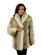 Woman's Coyote Fur Jacket with Shadow Fox Tuxedo Front