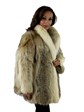 Woman's Coyote Fur Jacket with Shadow Fox Tuxedo Front