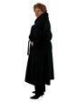 Woman's Black Wool Coat with Sheared Nutria Collar and Cuffs