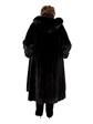 Women's Female Mink Fur Coat with Detachable Fox Trimmed Hood