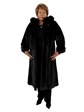 Women's Female Mink Fur Coat with Detachable Fox Trimmed Hood