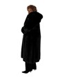 Women's Female Mink Fur Coat with Detachable Fox Trimmed Hood