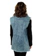 Woman's Blue Leather Vest with Rabbit Fur Lining