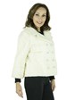 Women's Vintage Double Breasted White Ermine Fur Bolero Jacket