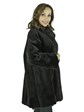 Woman's Black Sheared Mink Fur Stroller Reversible to Rain Fabric