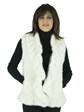 Woman's White Knit Mink Fur Vest with Ruffle Trim