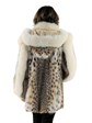 Woman's Cat Lynx Fur Stroller with Shadow Fox Trim and Detachable Hood