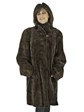 Woman's Brown Semi-Sheared Sculptured Mink Fur 3/4 Coat