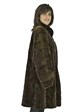 Woman's Brown Semi-Sheared Sculptured Mink Fur 3/4 Coat