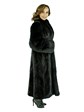 Woman's Ranch Mink Tail Fur Coat with Fox Tuxedo Front and Sleeves