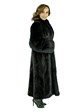 Woman's Ranch Mink Tail Fur Coat with Fox Tuxedo Front and Sleeves